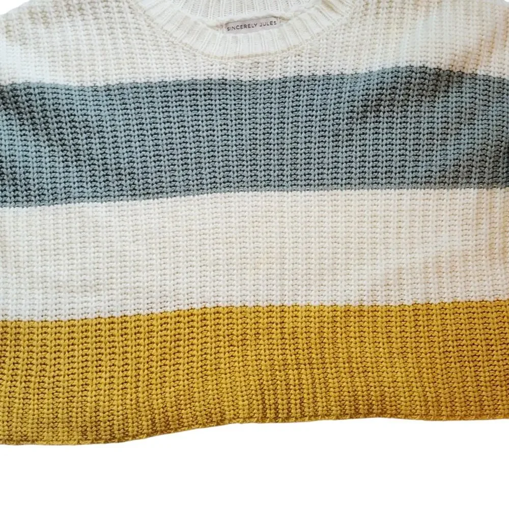 Sincerely Jules Womens Pullover Crop Sweater Size XS Colorblock Boxy Oversized